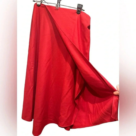 Vince NWT Women's Red Asymmetrical Drape Side Zip A Line Skirt Size 8 - Picture 5 of 11